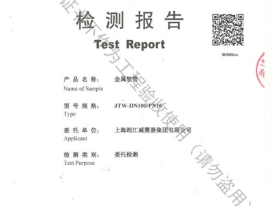 JTW-DN100-PN16金属软管检测报告